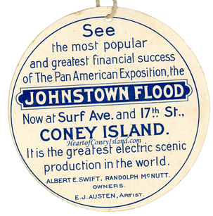 Johnstown Flood Ticket Tag Coney Island