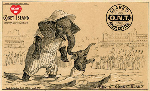 Jumbo the Elephant Victorian trade card for Clark's Spool Cotton