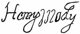 Sir Henry Moody's signature