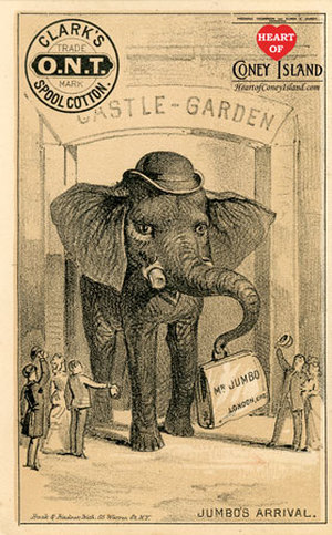 Jumbo Elephant Victorian trade card clark's