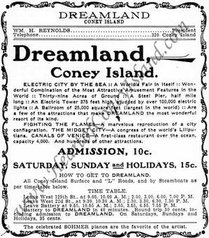 Dreamland Advertisement for 1904 Season